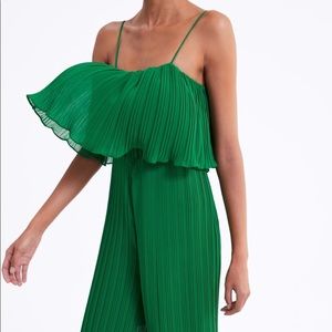 Green Zara Pleated Jumpsuit